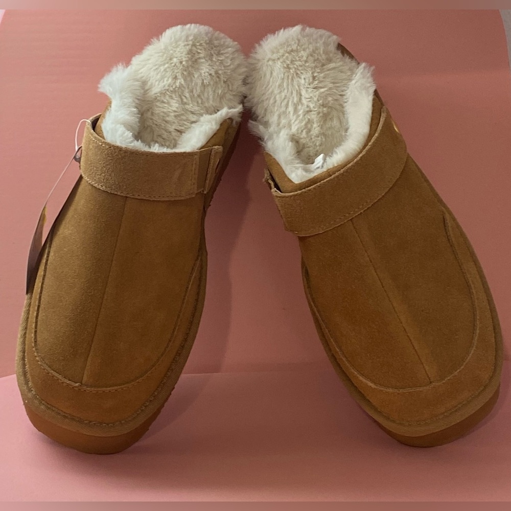 NWT … JOYSPUN COZY SUEDE SLIP ON CLOGS IN CAMEL COLOR